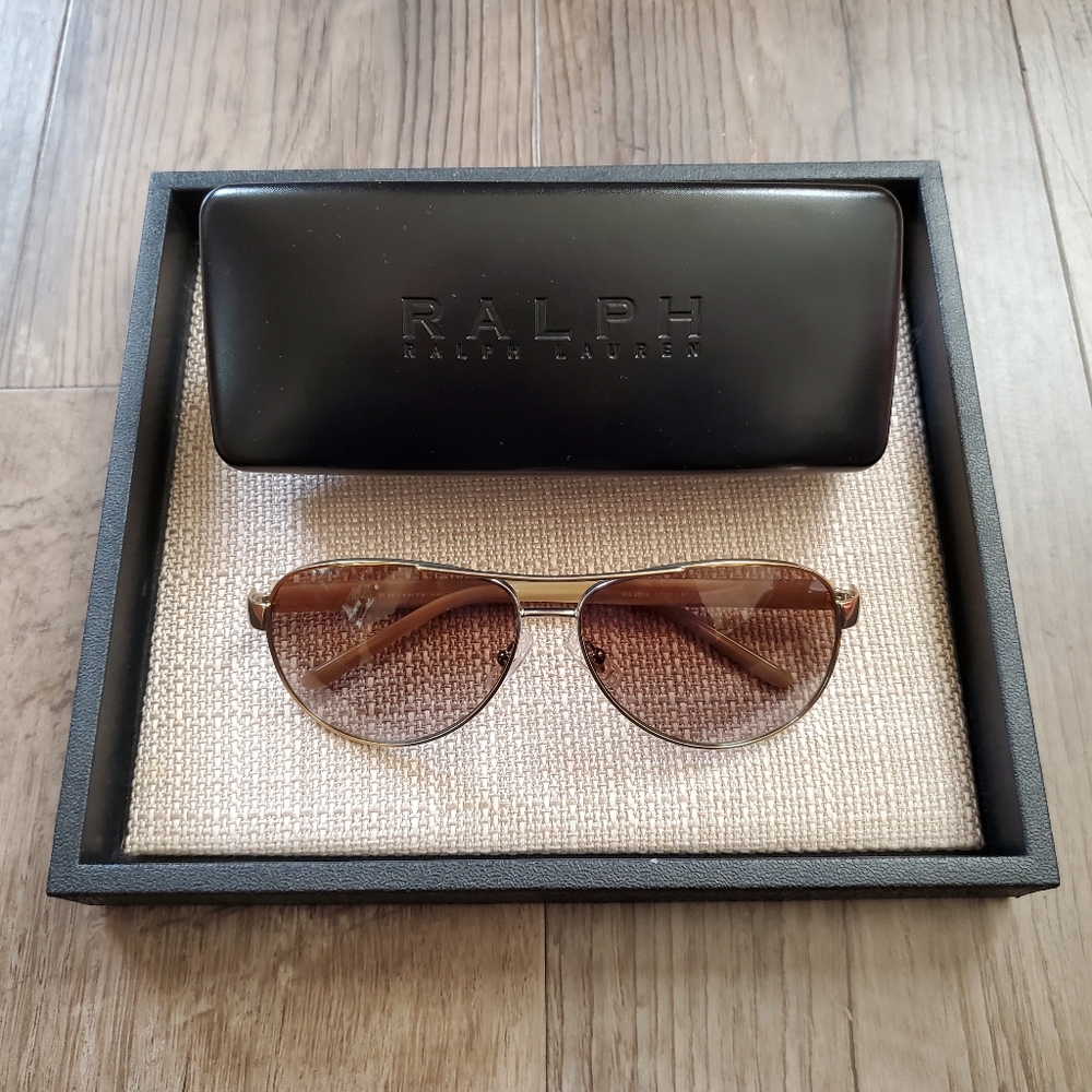 Ralph Lauren Gradient Aviators with Gold Accents and Faux Horn
